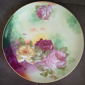 Antique Limoges Coronet France handpainted roses dinner plate Rincon 1908-1914